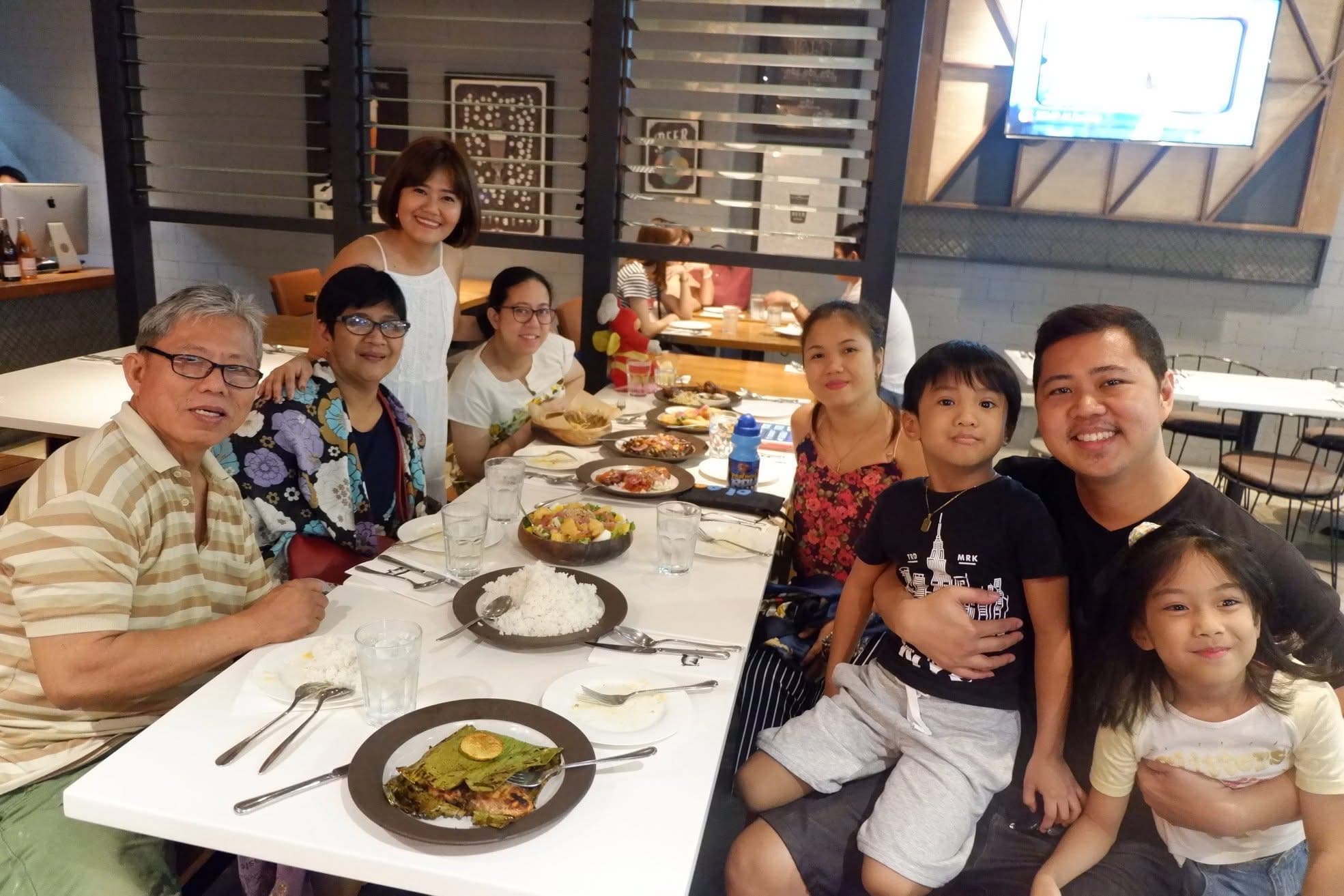 Rica Eve at a family dinner gathering with extended family